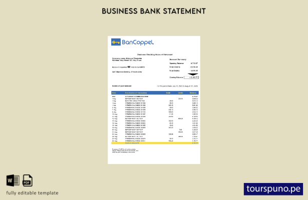 listo para imprimir declaración de cheques de la organización empresarial BanCop